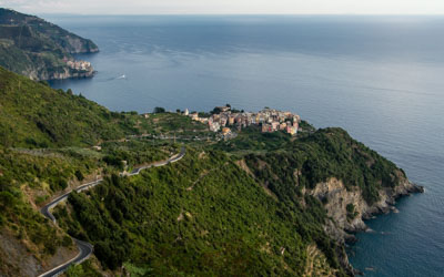 Vista da San Bernardino, Corniglia, Cinque Terre, Italia