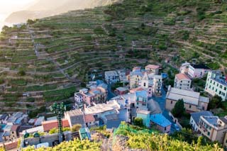 Vue du village depuis le sentier Beccara, Manarola, Cinque Terre, Italie