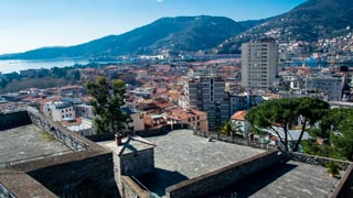 View of the city from the terrace of St. George's Castle, La Spezia, Italy